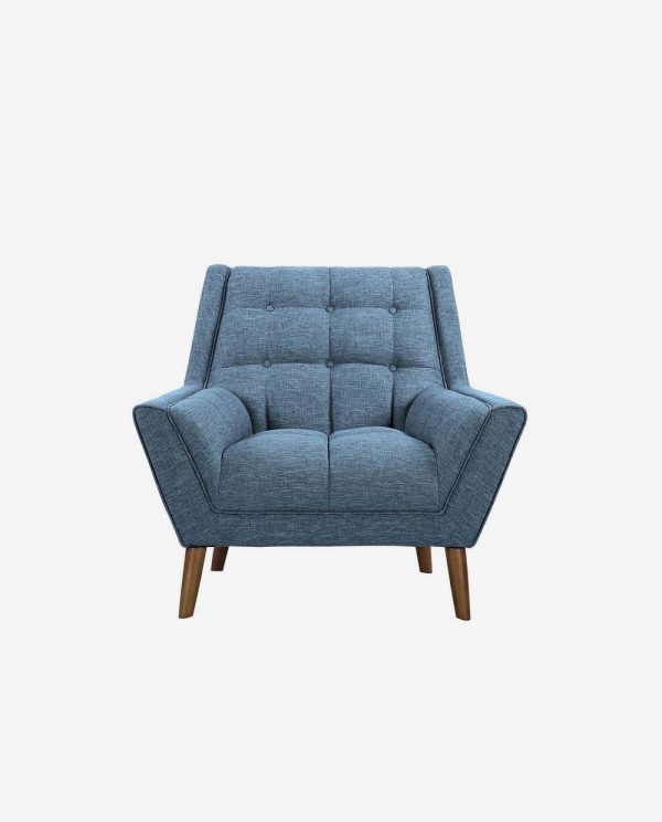 Contemporary Blue Armchair with Tufting
