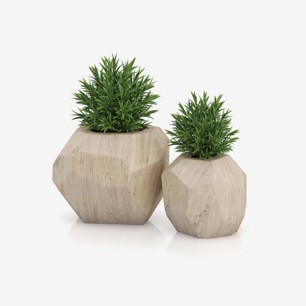 Geometric Wooden Plant Pots Set